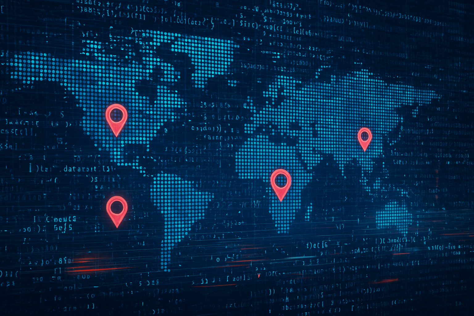 Global event data map with location markers